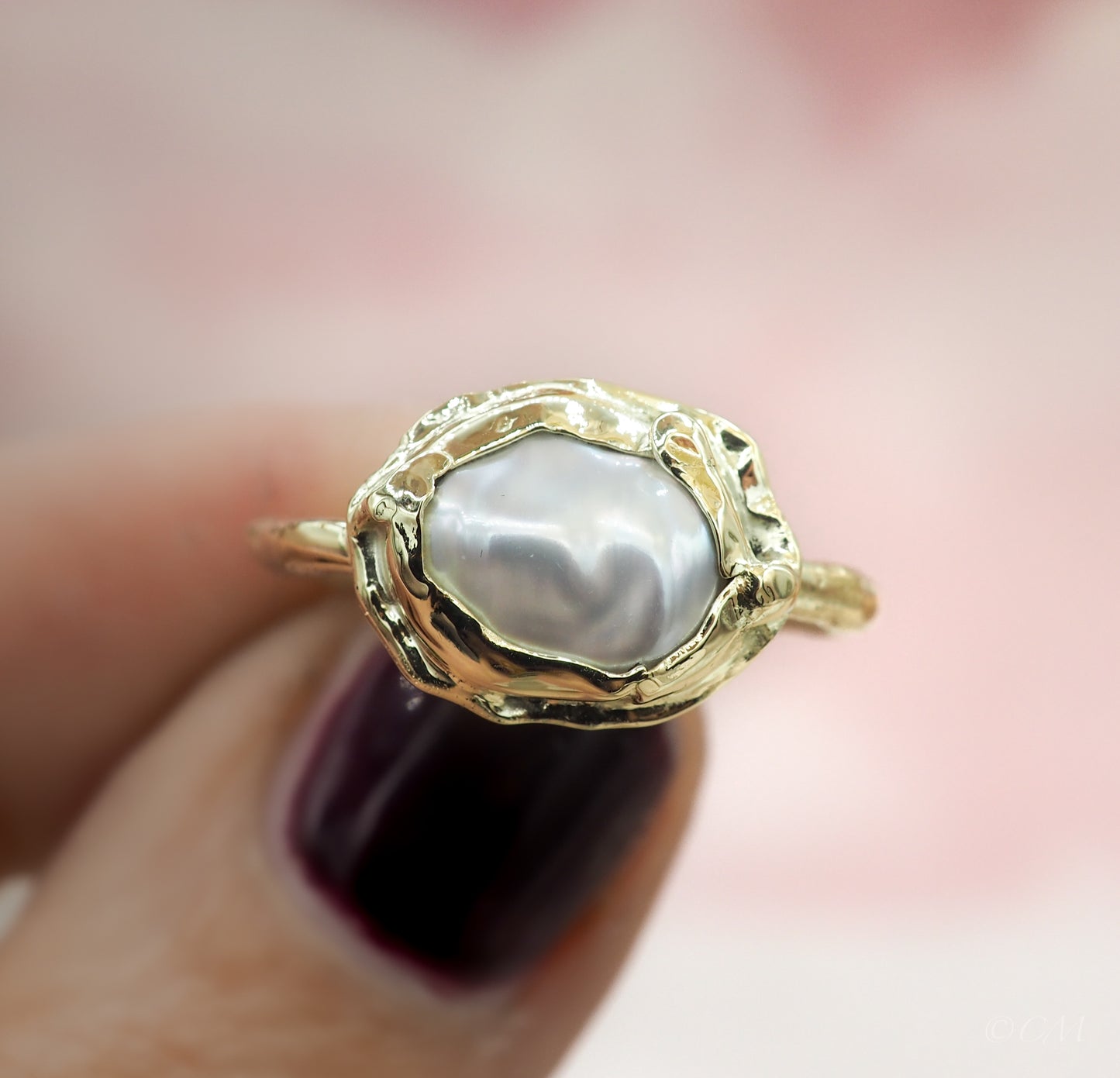 Gouden Ring met Grillige Parel