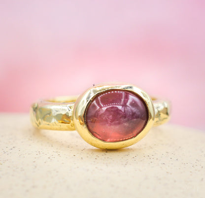 Statement Ring met Roze Toermalijn