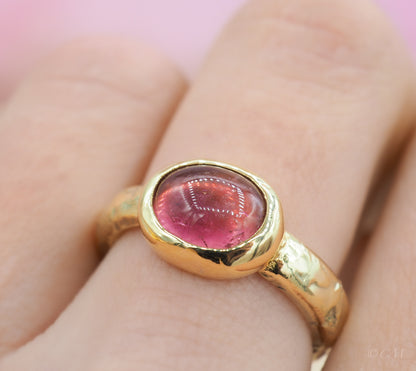 Statement Ring met Roze Toermalijn