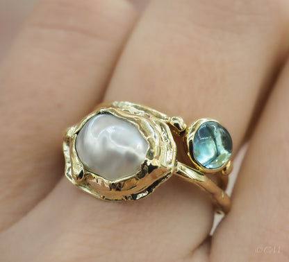 Gouden Ring met Grillige Parel