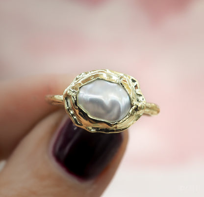 Gouden Ring met Grillige Parel
