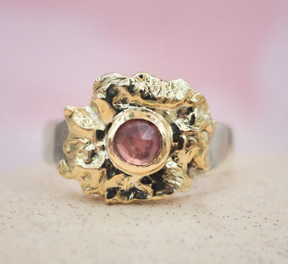 Unieke ring met roze toermalijn