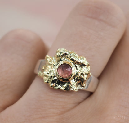 Unieke ring met roze toermalijn